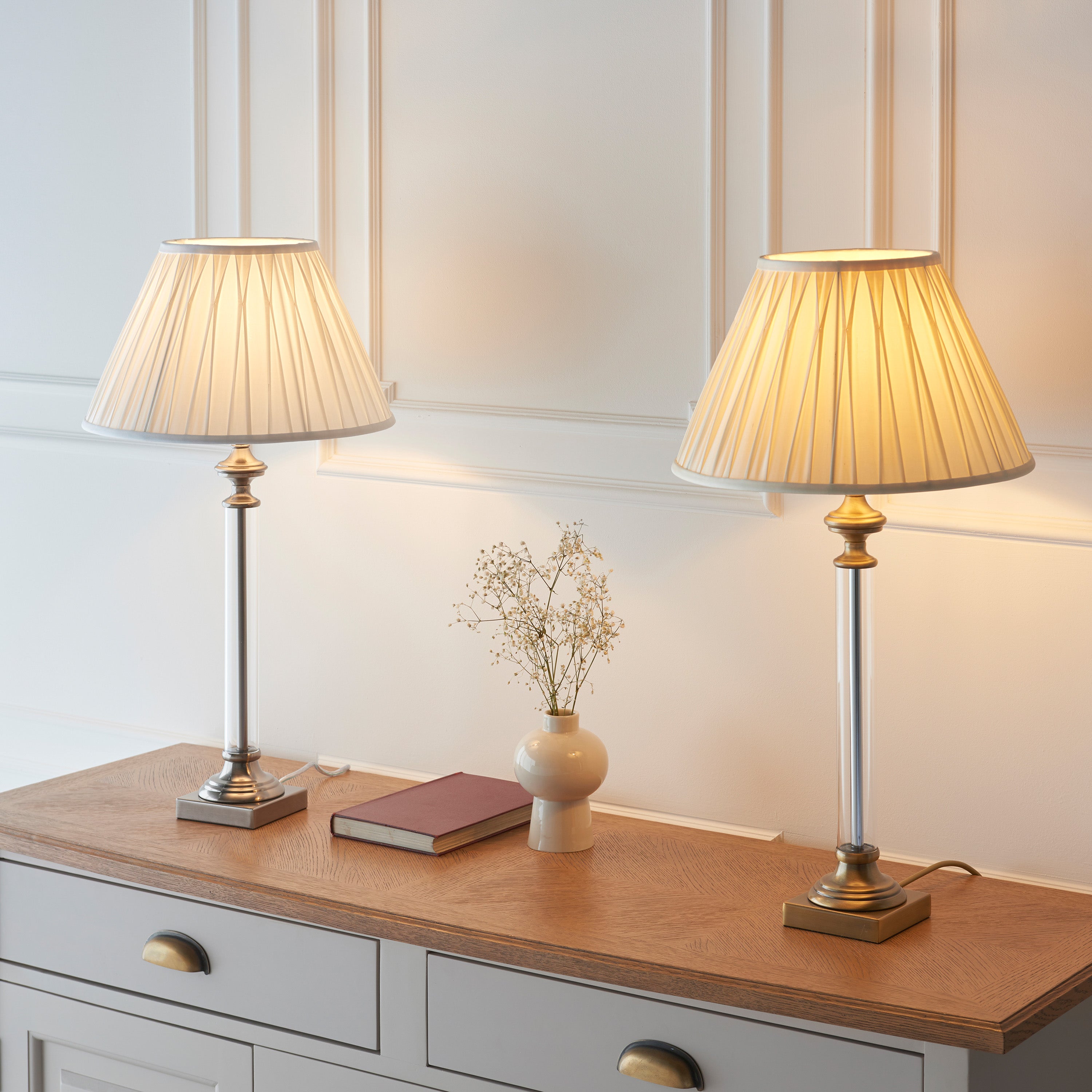 Astorga Antique Brass & Glass Stem Table Lamp